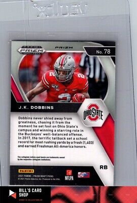 2021 Panini Prizm Draft Picks Collegiate #78 J.K. Dobbins Red Ice