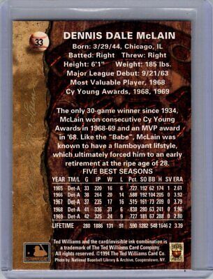 1994 Ted Williams #33 Denny McLain Excellent