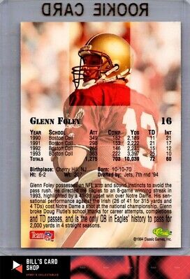 1994 Classic NFL Draft #16 Glenn Foley Gold