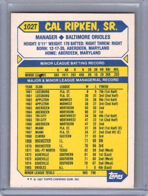 1987 Topps Traded #102T Cal Ripken, Sr. Near mint or better