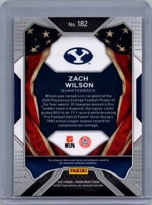 2021 Panini Prizm #182 Zach Wilson Excellent