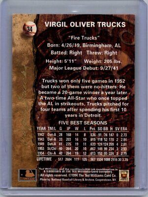 1994 Ted Williams #34 Virgil Trucks Excellent