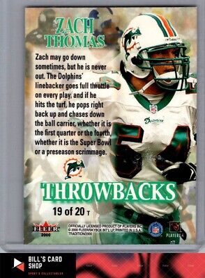 2000 Fleer Tradition #19 T Zach Thomas Throwbacks