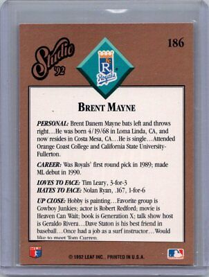 1992 Studio #186 Brent Mayne Excellent