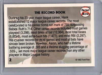 1992 Front Row Hank Aaron #2 Hank Aaron Excellent