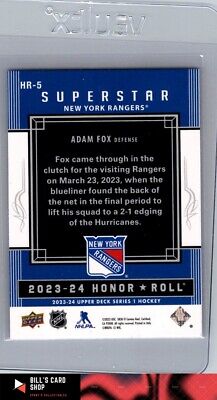 2023-24 Upper Deck #HR-5 Adam Fox Honor Roll