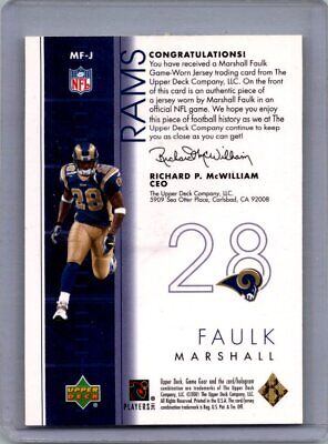 2001 UD Game Gear #MF-J Marshall Faulk Jerseys Excellent