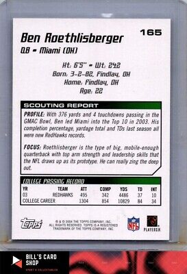 2004 Topps Draft Picks & Prospects #165 Ben Roethlisberger