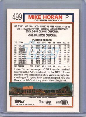 1992 Topps #499 Mike Horan Gold Excellent