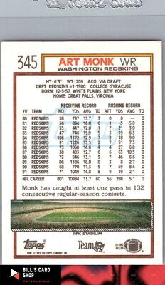 1992 Topps #345a Art Monk Gold