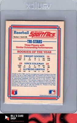 1986 Sportflics Dwight Gooden Vince Coleman Alfredo Griffin #136 Rookie RC