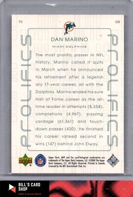 2000 Upper Deck MVP #P6 Dan Marino Prolifics