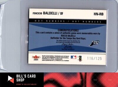 2004 Flair - Rocco Baldelli #HN-RB Tampa Bay Rays - Patch 116 /125