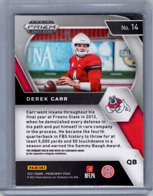 2021 Panini Prizm Draft Picks Collegiate #14 Derek Carr Excellent