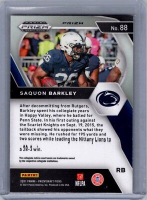 2021 Panini Prizm Draft Picks Collegiate #88 Saquon Barkley Green Excellent