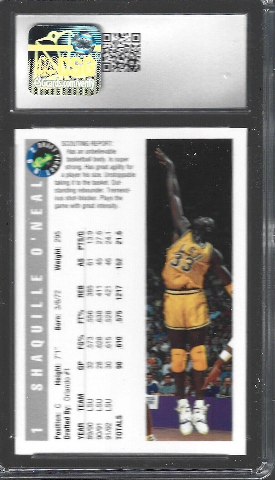 1992 Shaquille O'Neal Classic Draft Picks RC CSG 8 Mint #1 Rookie Orlando Magic