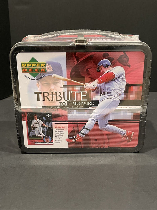 1999 UPPER DECK TRIBUTE TO MARK McGWIRE LUNCH BOX WITH 30-CARD SET FACTORY SEAL